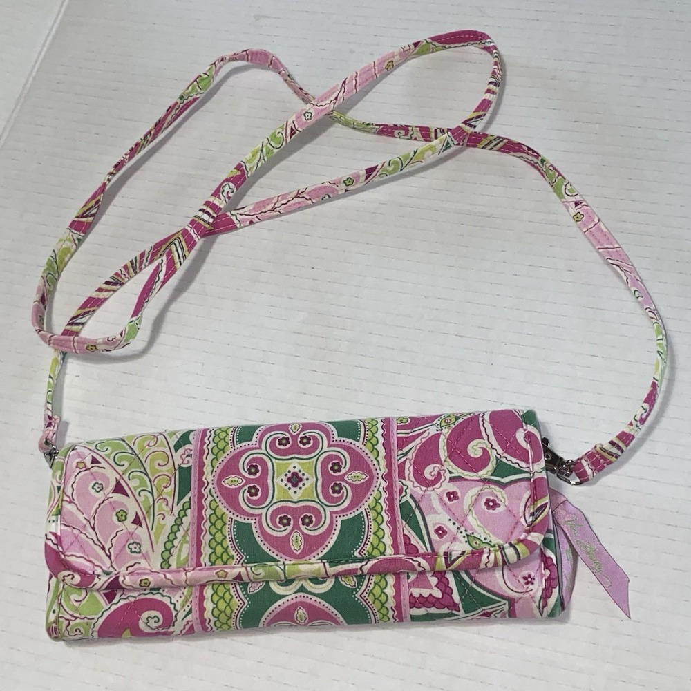 Vera Bradley Crossbody Clutch Pinwheel Pink Purse Wallet Quilted Discontinued